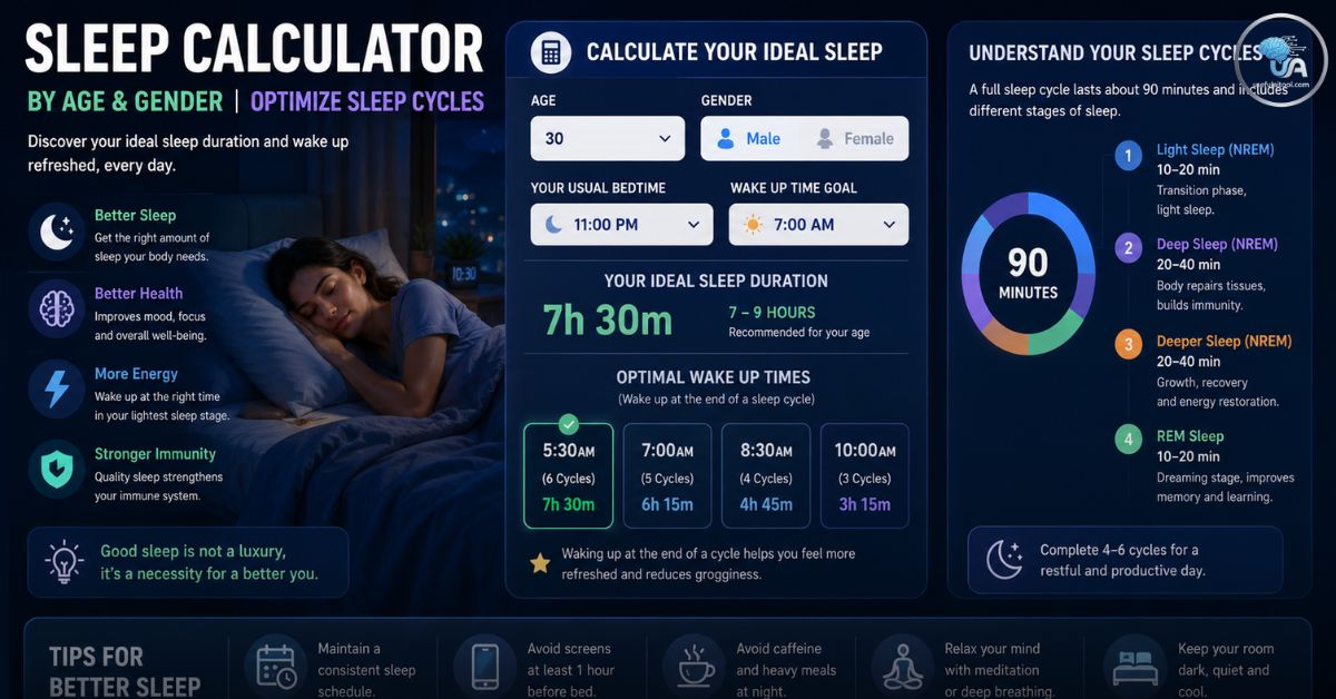 Sleep Calculator by Age & Gender Optimize Sleep Cycles
